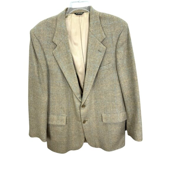 bill blass Other - Bill Blass Mens Sz 44R Camel Hair Blazer Coat In Brown Plaid Check Made In USA